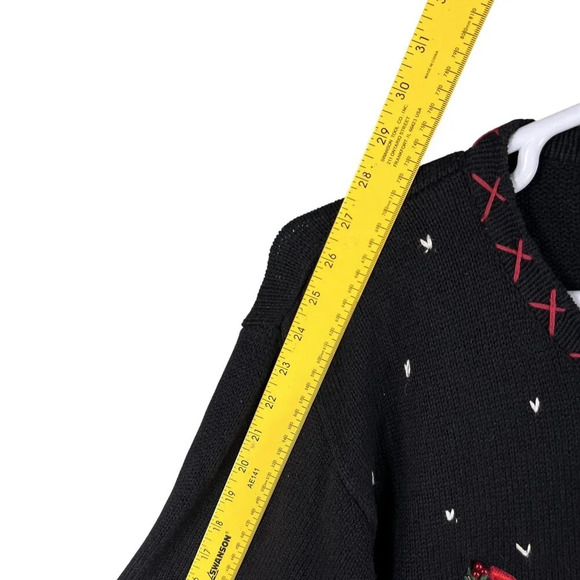 VTG In Resource Woman 2XL Black Cardinal Pinecone Embroidered Cardigan Sweater - Picture 12 of 16